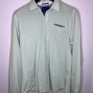 Scotch & Soda Light Green Dotted  L/S Shirt - Sz L